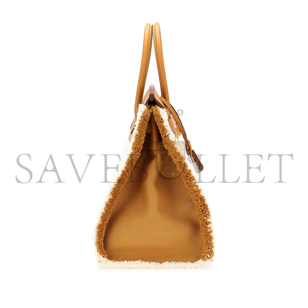 HERMÈS MASTER BIRKIN 35 SWIFT LEATHER CANVAS SESAME TASSEL SILVER BUCKLE H082686CK23 (35*25*18cm)